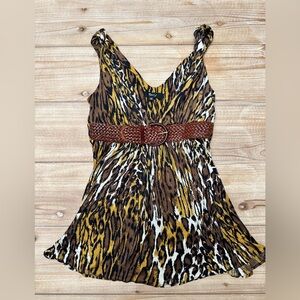 Sky Animal Print V-Neck Sleeveless Top | Y2K